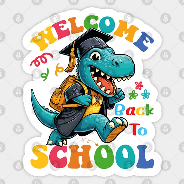 Welcome Back To School Funny Dinosaur Sticker by JessArty